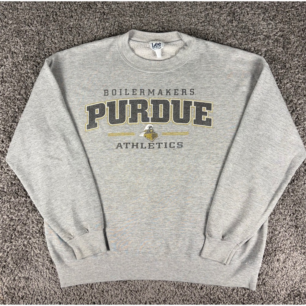 Vintage 90s Lee Sport Purdue Boilermakers Athletics Sweatshirt Gray Mens Large